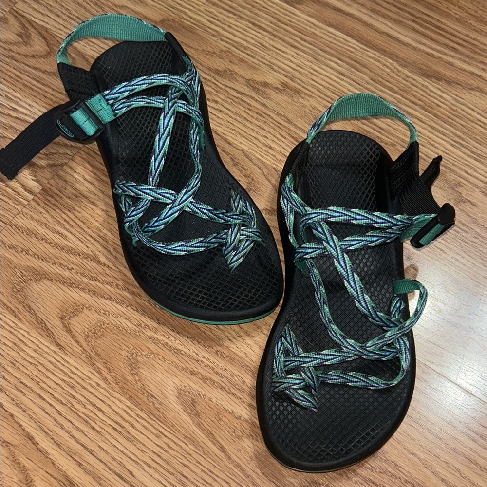 EUC Chaco Black and Teal Outdoor Sandals